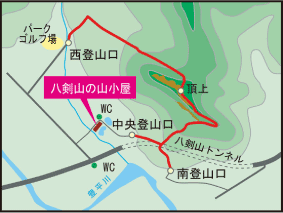 八剣山登山マップ